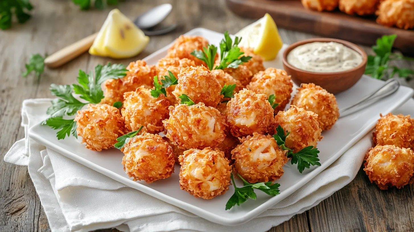 Crispy crab balls recipe served hot